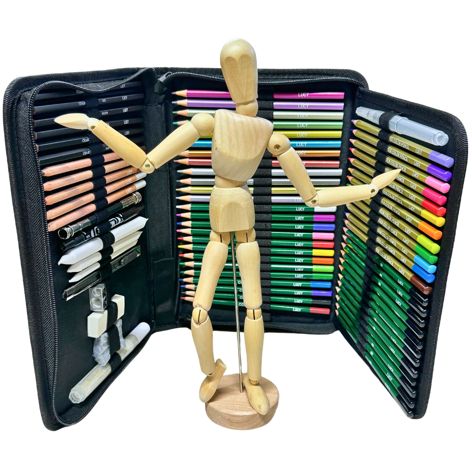 71-Piece Drawing Kit + Art Mannequin – DrawLUCY